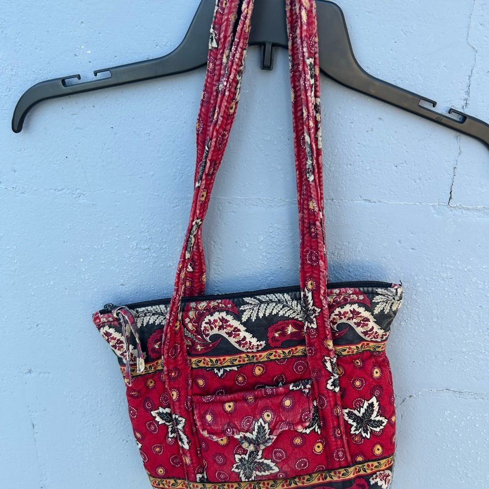 Vera Bradley Red Paisley Quilted Shoulder Tote